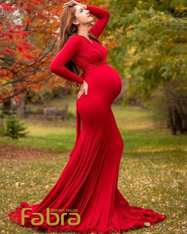 لباس مجلسی پوشیده حاملگی بلند ساتن 10