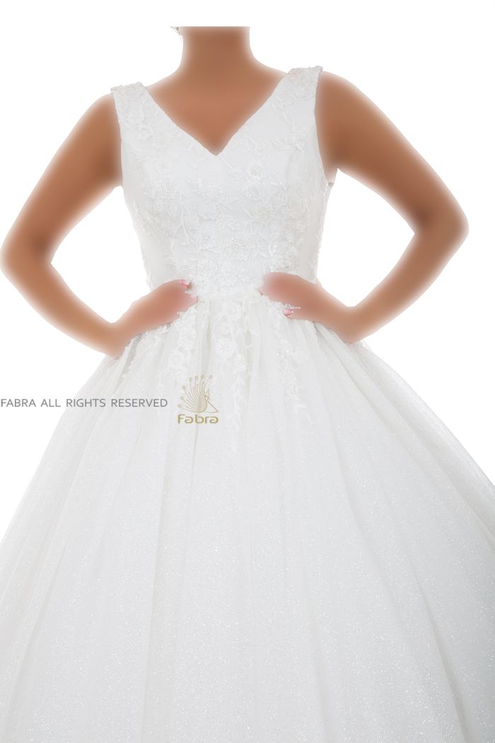 لباس عروس اسکارلت تمام شاین آستین حلقه ای مدل دلاریس